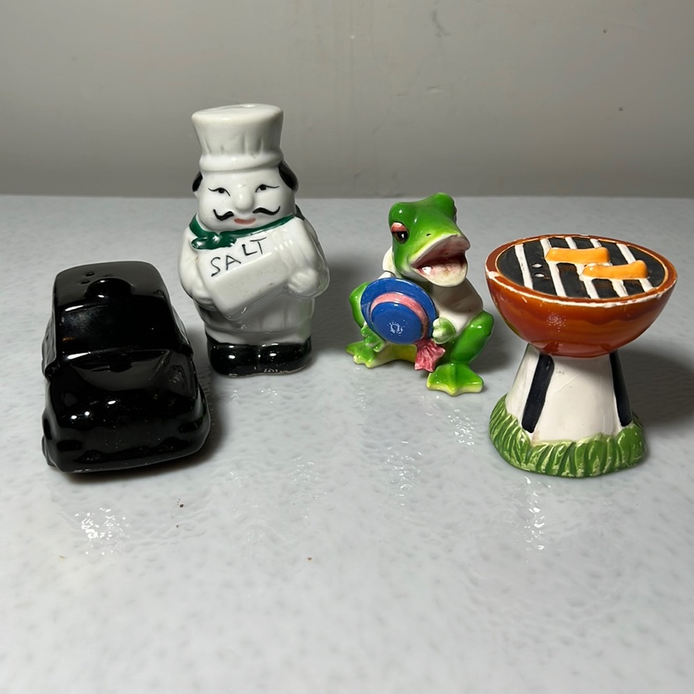 Four Vintage Assorted Salt and Pepper Shakers Ceramic